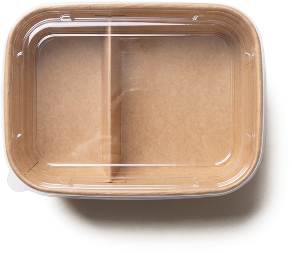Bandeja PAP com base kraft e tampa transparente